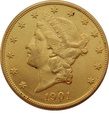 USA 20 dolarów 1901 r. Liberty Au 900, 33,50 g. BELGIJKA