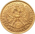 10 złotych 1925 rok. Bolesław Chrobry. Au 900, 3,22 g. 