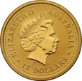AUSTRALIA - 15 dolarów 2001 - Rok Węża - Au999, 1/10 uncji