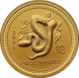 AUSTRALIA - 15 dolarów 2001 - Rok Węża - Au999, 1/10 uncji