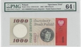 1000 złotych 1962 r. NIEOBIEGOWY. PMG 64 EPQ.