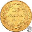 Belgia 20 franków 1865 Leopold I st.3+
