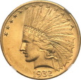 USA. 10 dolarów 1932 Indianin NGC MS63
