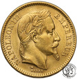 Francja 20 franków 1865 BB Strasbourg Napoleon III st.1-/2+