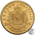 Francja 20 franków 1865 BB Strasbourg Napoleon III st.1-/2+
