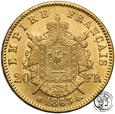 Francja 20 franków 1863 BB Strasbourg Napoleon III st.1