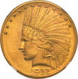 USA. 10 dolarów 1932 Indianin NGC MS62