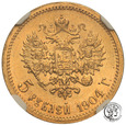 Rosja Mikołaj II 5 Rubli 1904 AP NGC MS65