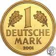 Niemcy 1 marka 2001 F złoto st.1