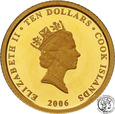 Wyspy Cooka 10 dolarów 2006 Boże Narodzenie 1/25 uncji złota st.L