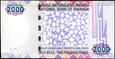 RWANDA 2000 Franków z 2007 roku stan bankowy UNC