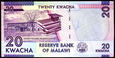 MALAWI 20 KWACHA 2012 ROK stan bankowy UNC