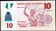 NIGERIA 10 Naira 2015 rok stan bankowy UNC