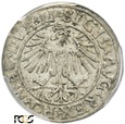 PGNUM - Półgrosz (1/2 grosza) 1549, mennica Wilno. PCGS MS 63