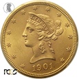 PGNUM - USA 10 dolarów 1901, Filadelfia. PCGS MS 62+
