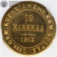 Finlandia, 10 markkaa, 1913 rok, złoto, NGC MS65
