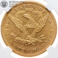 USA, 10 dolarów, 1880 rok, Nowy Orlean, NGC AU55
