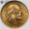 Szwecja, 10 koron, 1901 rok, złoto, NGC MS64
