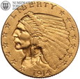 USA, 2 1/2 dolara 1914 D, Indianin, złoto