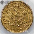 USA, 5 dolarów, 1902, PCGS MS62, złoto