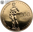 Albania, 200 leke, 500 lecie posągu Dawida, 2001, złoto, rzadkie