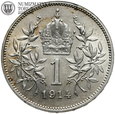 Austria, 1 korona 1914, st. 1-, #DW
