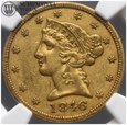 USA, 5 dolarów 1846, Liberty, złoto