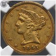 USA, 5 dolarów 1845, Liberty, złoto