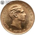 Hiszpania, 10 peset, 1878, złoto
