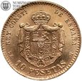 Hiszpania, 10 peset, 1878, złoto