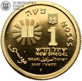 Izrael, 1 nowy szekel, Mojżesz, 10 przykazań, 2007 rok, złoto