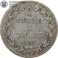 Zabór Rosyjski, 5 złotych / 3/4 rubla, 1838 rok, MW