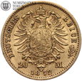 Niemcy, Saksonia, 20 marek 1872 E, złoto