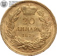 Serbia, 20 dinarów, 1879 rok, złoto