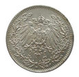 1/2 Marki 1915r. D  - Niemcy - Kaiserreich - Piękny stan