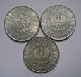 3 x 10 złotych Józef Piłsudski - monety z lat 1935,1936 i 1937