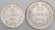 Rosja, Finlandia, 50 i 25 pennia 1916, Niki II, st 3, 2 szt