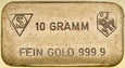 D44. Sztabka, 10 gram złoto 999, SBV, st 1