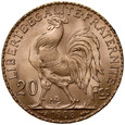 D12. Francja, 20 franków 1908, Kogut, st 1