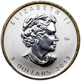 A64. Kanada, 5 dolarów 2013, Liść klonowy, uncja srebro, patyna