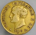 A43. Włochy, 40 lirów 1808 M, Napoleon, 3+/2