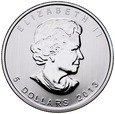 Kanada, 5 dolarów 2012, Liść klonowy, uncja srebro, TUBA 25 szt