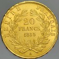 A236. Francja, 20 franków 1855A, Napoleon III, st 2+