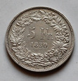 Szwajcaria 5 Franków 1850 ładna