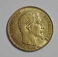 FRANCJA 20 Franków 1852 rok. Złoto - oryginał. 