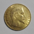 FRANCJA 20 Franków 1857 rok. Złoto - oryginał. 
