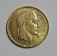 FRANCJA 20 Franków 1868 rok. Złoto - oryginał. 