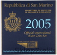 SAN MARINO - ZESTAW EURO - 2005 - OD 1 CENTA DO 2 EURO + 5 EURO Ag