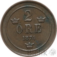 SZWECJA - 2 ORE - 1874