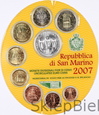 SAN MARINO - ZESTAW EURO - 2007 - OD 1 CENTA DO 2 EURO + 5 EURO Ag